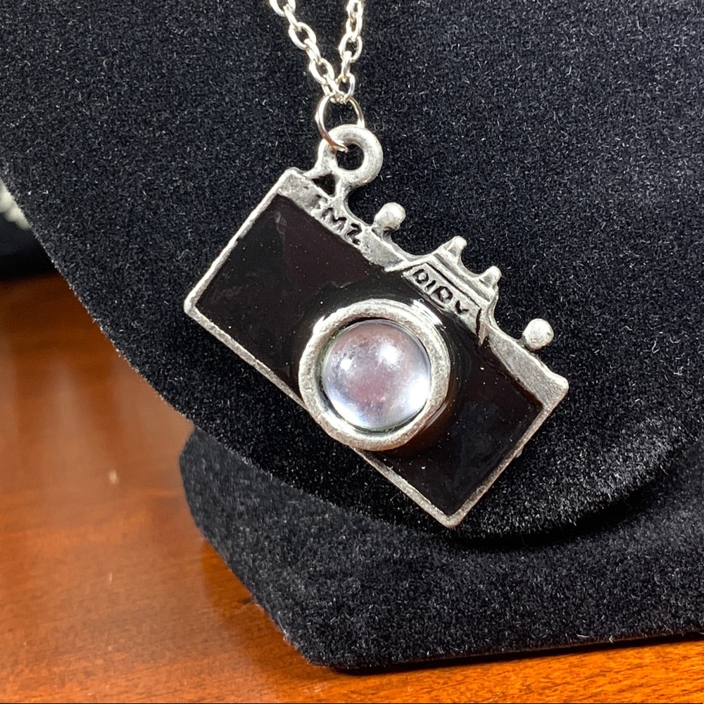 Enameled Camera pendant  black